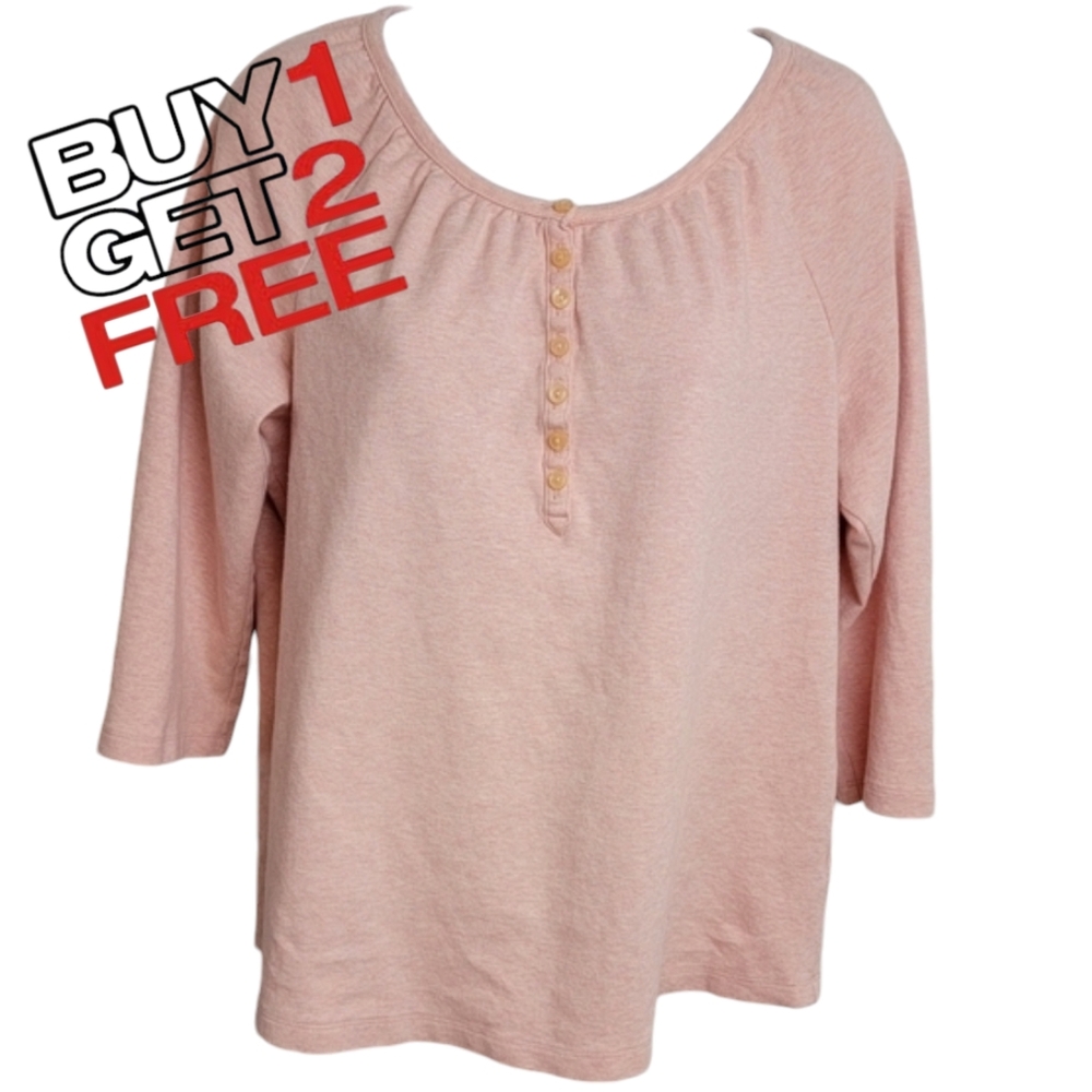 L.L. Bean Pink 3/4 Sleeve Pullover Women's Large
